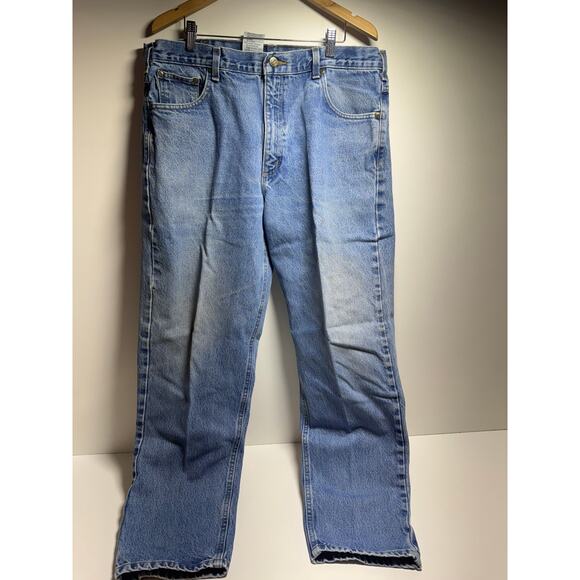 Carhartt Men’s Denim Blue Jeans Sz 38X32 B17-DST Relaxed Fit Outdoor Workwear - Picture 6 of 7